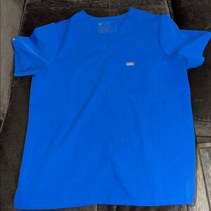 FIGS Catarina Technical Collection V Neck Royal Blue Scrub Top Large